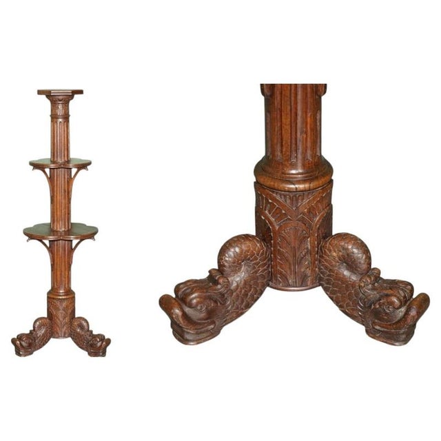 Antique Regency Carved Hardwood 3-Tier Jardinier with Dolphin Supports, 1820 For Sale - Image 18 of 18