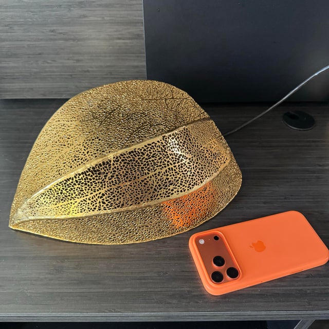 Large Michael Aram Gooseberry Pierced Bowl in Gold 21-22" L X 10.5"d X 4.75"h For Sale In Philadelphia - Image 6 of 9