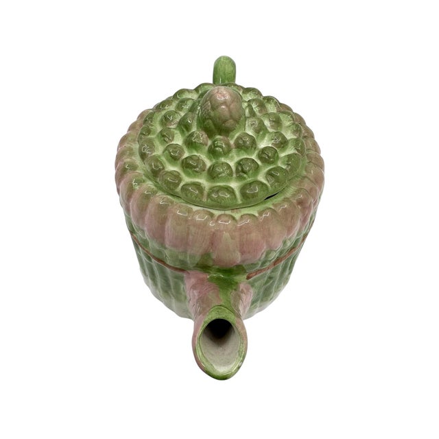 Majolica Late 20th Century Ceramic Asparagus Tea Pot For Sale - Image 4 of 8
