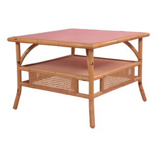Faux Bamboo and Cane Coffee Table For Sale