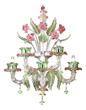 Venetian Floral Cà Rezzonico Murano Glass Wall Sconce with Silver Leaf by Simoeng