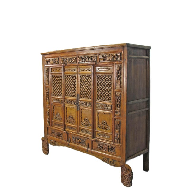 Chinese Hand Carved Chinese Antique Cabinet For Sale - Image 3 of 13