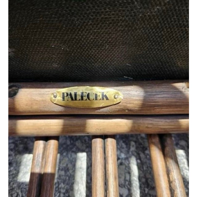 Vintage Coastal Palecek President’s Stick Rattan Lounge Chair For Sale - Image 9 of 9