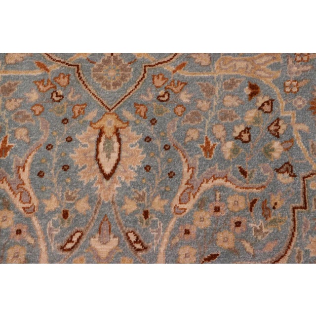 1980s Shabby Chic Istanbul Blue/Ivory Turkish Hand-Knotted Rug -4'2 X 6'2 For Sale In New York - Image 6 of 10