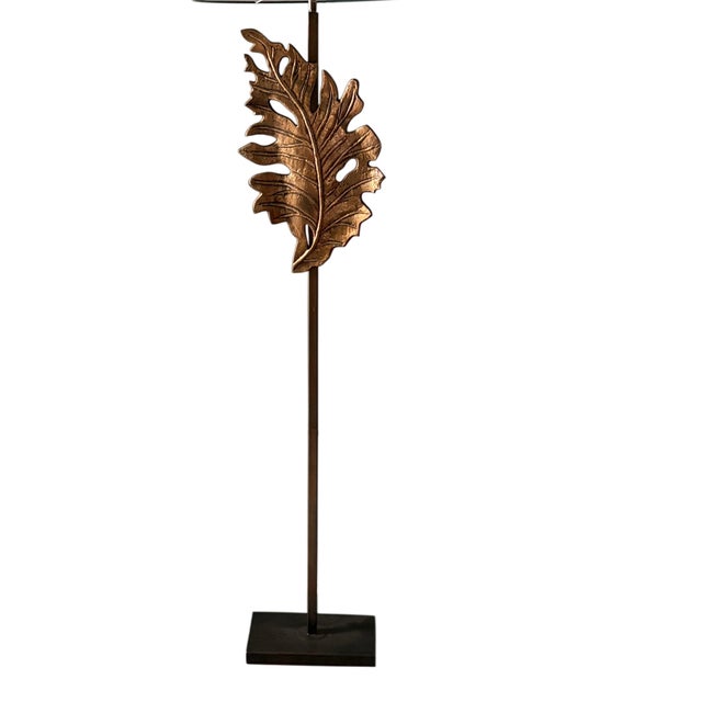 Contemporary Large Leaf Floor Lamp in Metal by The Metal Wave For Sale - Image 3 of 3