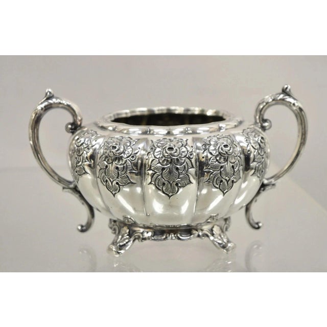 Early 20th Century Vintage Victorian 1881 Rogers Canada Silver Plated Sugar Bowl and Creamer Set For Sale - Image 5 of 11
