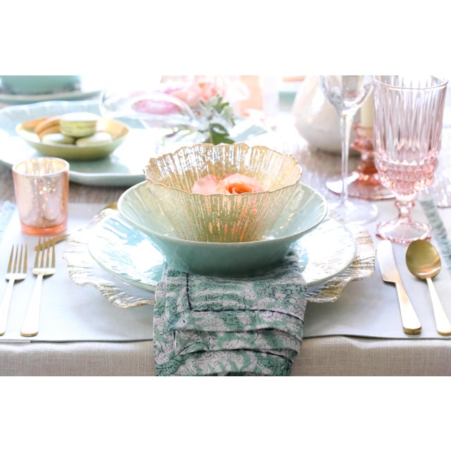 Transparent VIETRI Rufolo Glass Gold Small Shallow Bowl For Sale - Image 8 of 13