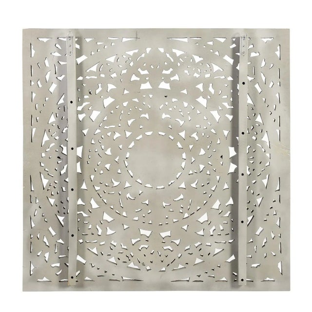 Farmhouse 1990s Square Lattice Carved Solid Wood Wall Panel For Sale - Image 3 of 3