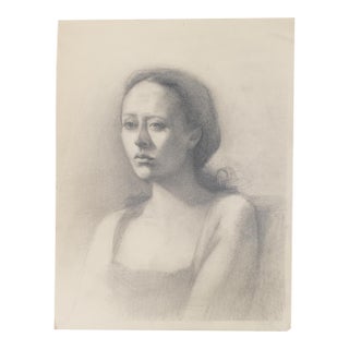 Late 20th Century Original Female Portrait Drawing For Sale
