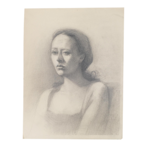 Late 20th Century Original Female Portrait Drawing