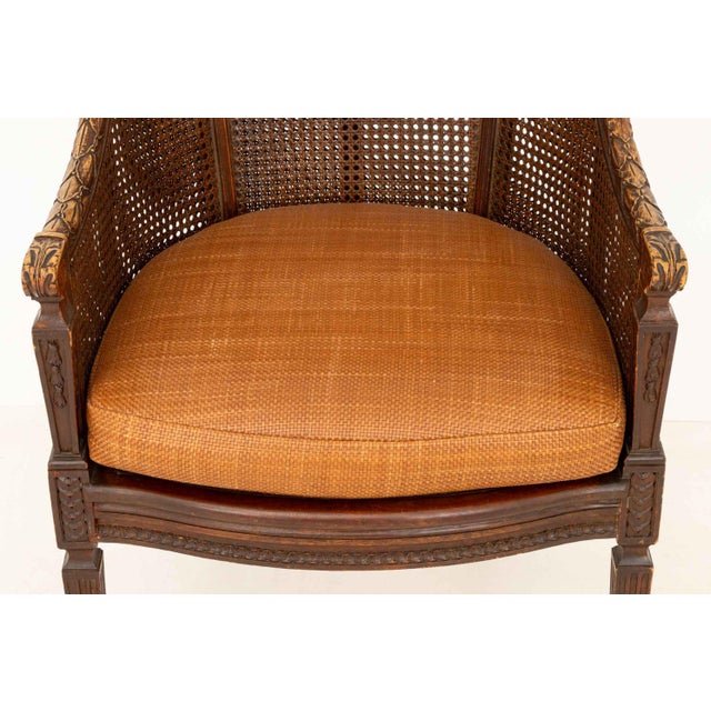 American Regency Style Mahogany Cane Bergere For Sale - Image 4 of 8