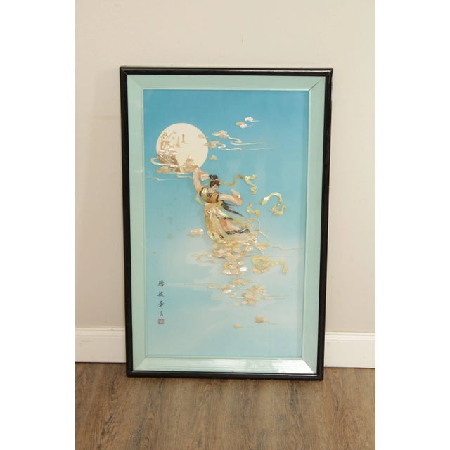 Quality Vintage Sculptural Carved Resin Wall Art Depicting Chinese Goddess with Cherry Blossom Flowers Floating Toward...