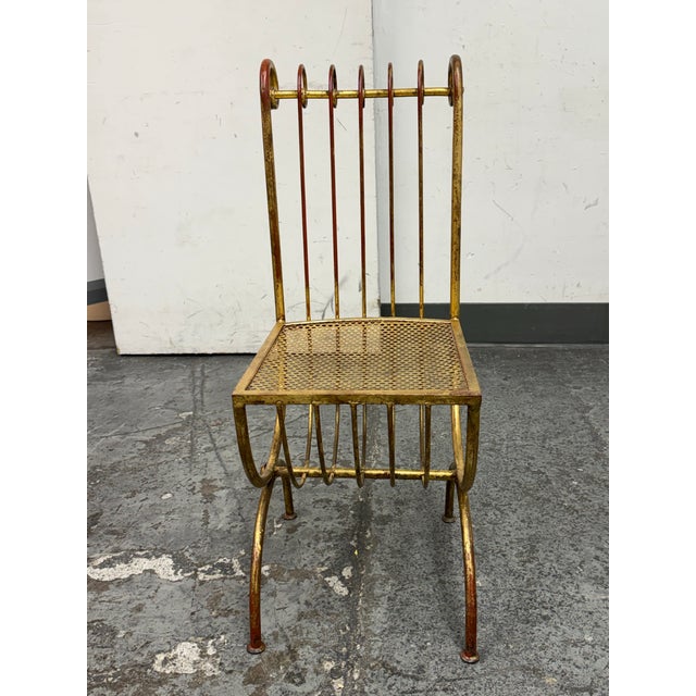 Hollywood Regency S. Salvadori Attributed Italian Gilt Metal Chair, Circa 1960's For Sale - Image 3 of 12