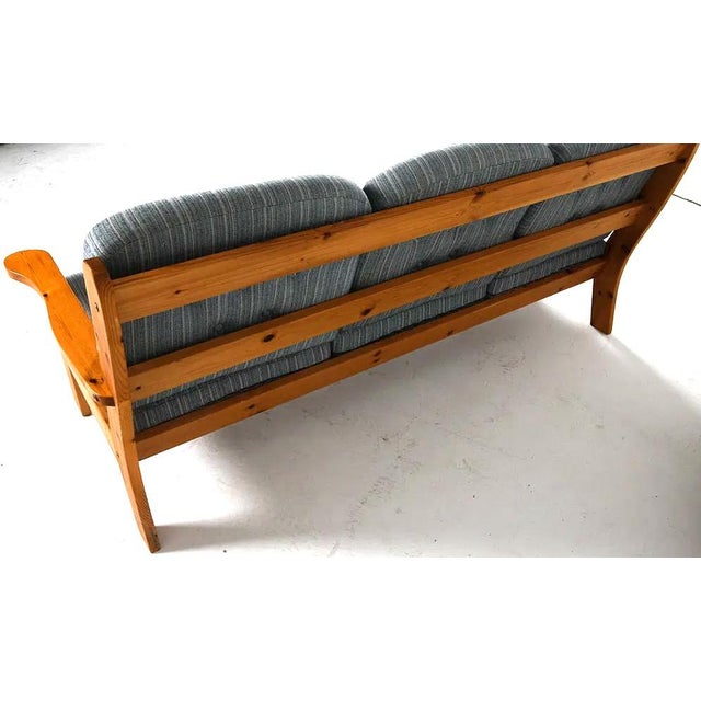 1970s 1970s Mid Century Modern Scandinavian Pine Sofa W Tufted Cushions For Sale - Image 5 of 8