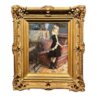 Armand Point -Portrait of a Young Girl in an Interior- 19th Century French Oil Painting For Sale