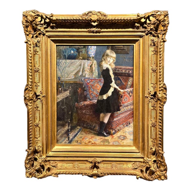 Armand Point -Portrait of a Young Girl in an Interior- 19th Century French Oil Painting For Sale