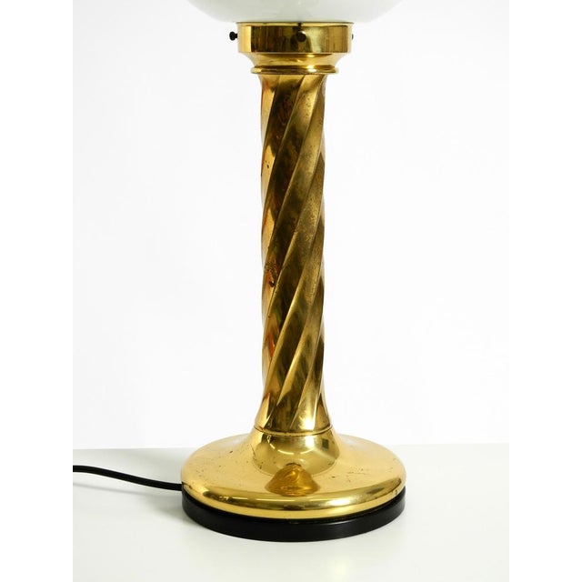 Gold Large Column-Style Table Lamp in Brass with Frosted Glass Globe, 1960s For Sale - Image 8 of 18