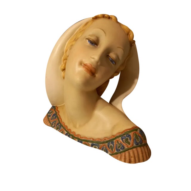 Decorative Sculpture of Maiden in Glazed Ceramic by Guido Cacciapuotti, 1950s For Sale