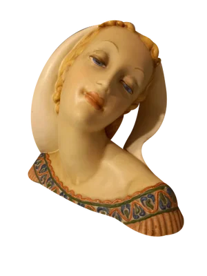 Decorative Sculpture of Maiden in Glazed Ceramic by Guido Cacciapuotti, 1950s