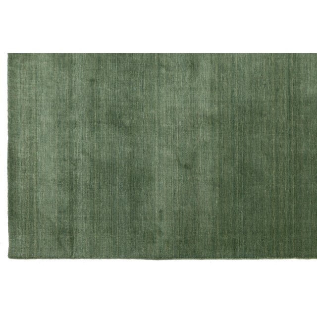 Emerald Apadana's Modern Gabbeh Hand-Loom Wool Area Rug in Emerald Moss For Sale - Image 8 of 11