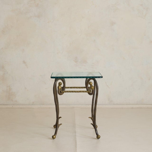 Metal French Gilt Iron + Scalloped Glass Accent Table, 1960s - 2 Available For Sale - Image 7 of 11