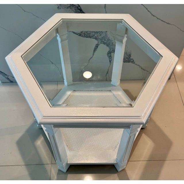Mid-Century Modern 1960’s Vintage Hexagonal White Side Table For Sale - Image 3 of 5