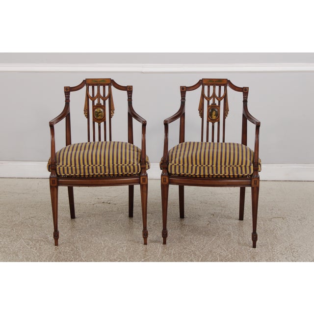 Age: Approx. 50 Years Old Details: Custom Down Cushions Hand Painted Cane Seats Fine Carved Details High Quality...