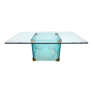 Coffee Cocktail Table Etched Glass Dennis Abbe Coastal Palm Beach For Sale