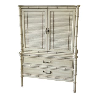 1970s Vintage Henry Link Faux Bamboo Armoire For Sale