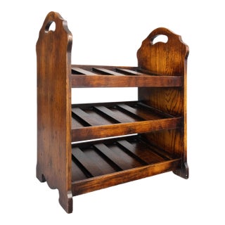 Antique English Oak Wine Rack Bottle Holder Stand For Sale
