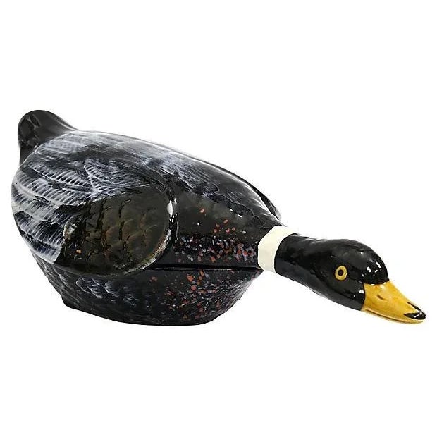 French Country French Majolica Duck in Flight Pâté Serving Dish For Sale - Image 3 of 6