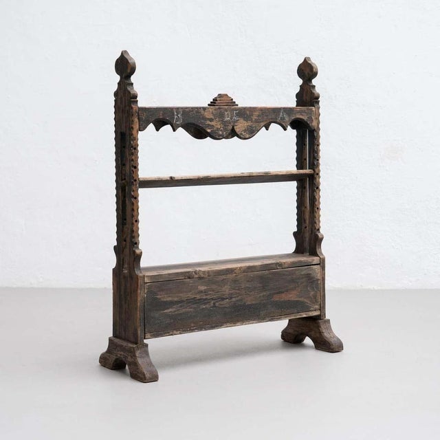 Large Spanish Hachero Candleholder in Stained Wood, 1930s For Sale - Image 11 of 14