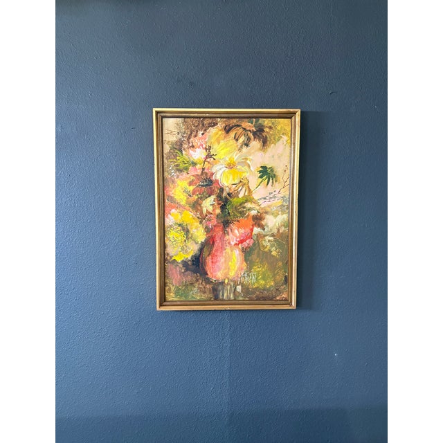 Mid-Century Modern Floral Abstract Acrylic on Board For Sale In Dallas - Image 6 of 18