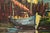 Original Artist Signed Village Harbor Oil on Canvas Painting With Carved Giltwood Frame For Sale - Image 9 of 15