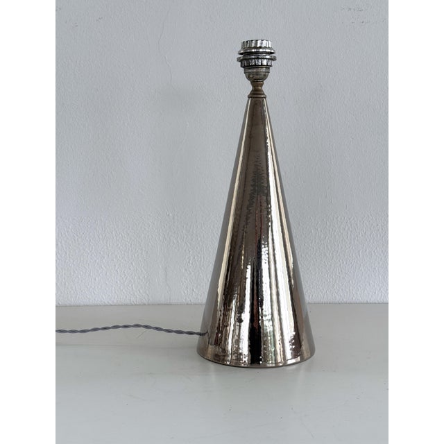 Mid-Century Modern Italian Ceramic Table Lamp in Silver Metallic from Ugo Zaccagnini, 1960s For Sale - Image 9 of 15