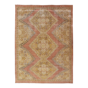 Antique Indian Agra Rug in Acidic Yellow Green, Pink and Ivory 7'8 X 10'11