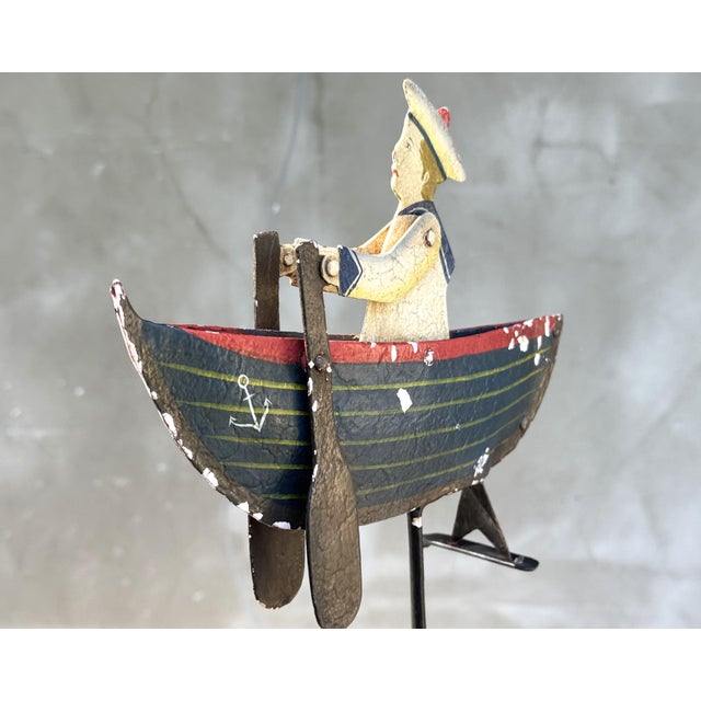 Vintage Folk Art Nautical Metal Toy Sailor Pendulum Sculpture, 1950s For Sale - Image 6 of 13
