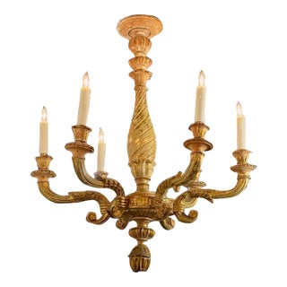 French Wood Parcel Gilt Chandelier For Sale