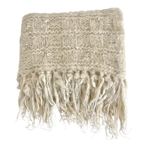 Cream Mohair Handwoven Throw Blanket