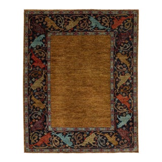 9x12 Modern Bidjar Style Hand-Knotted Wool Rug - Golden Ochre & Midnight Navy For Sale