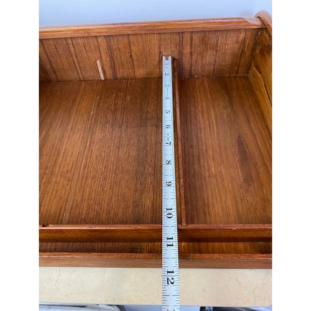 Vintage Teak Tambour Roll-Top Storage Box, Danish Modern Style For Sale - Image 11 of 12