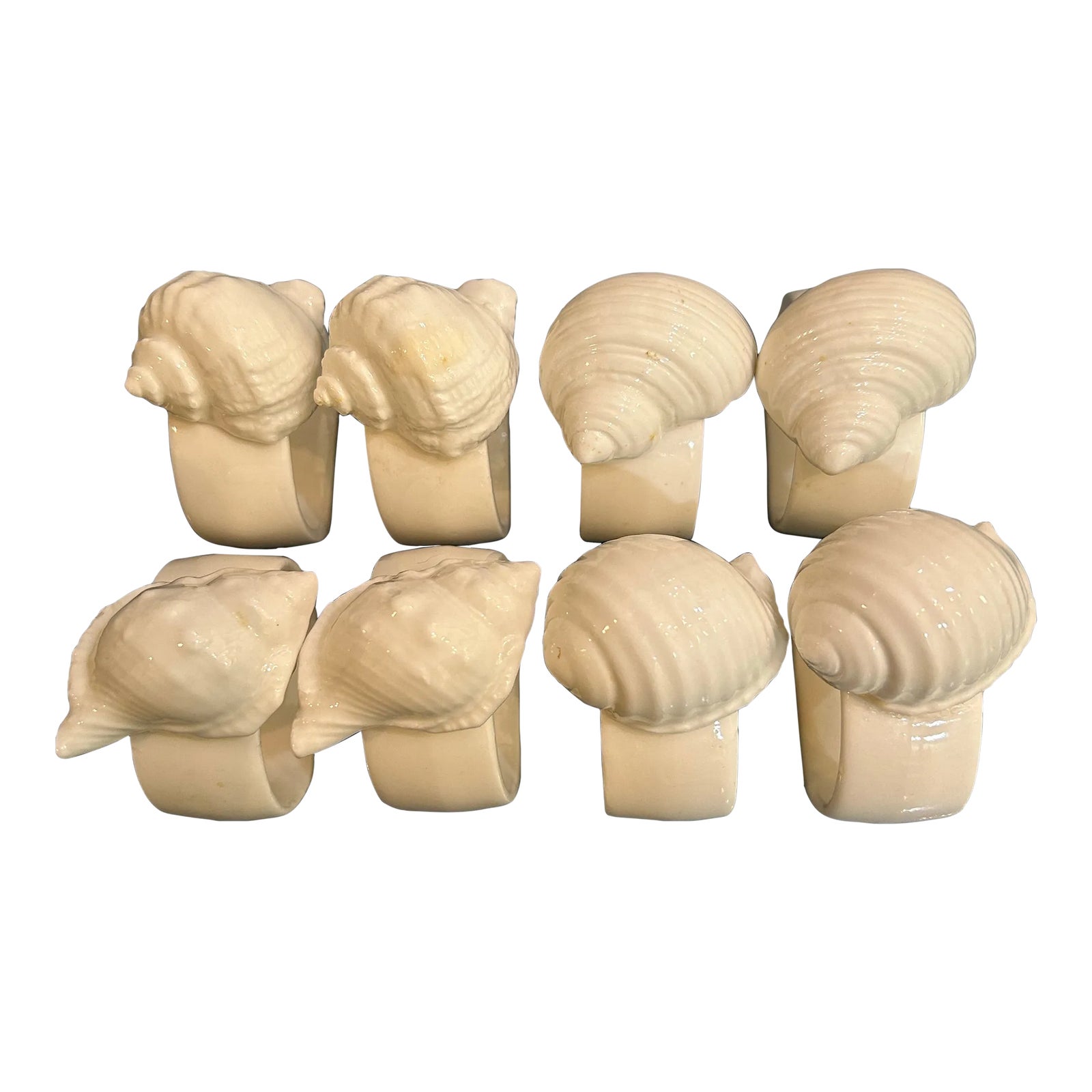 1970’s White Porcelain Shell Motif Napkin Rings - a Set of 8 | Chairish