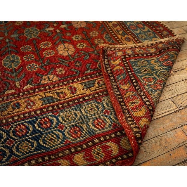 Textile 1930s Antique Red Ground Asian Design Chinese Khotan Handknotted Pile Wool Rug For Sale - Image 7 of 8