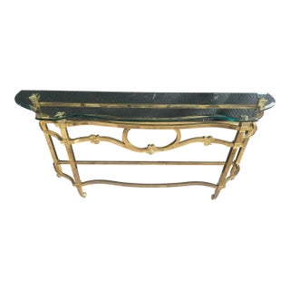 1970s Gold Brass and Glass LaBarge Console Table For Sale