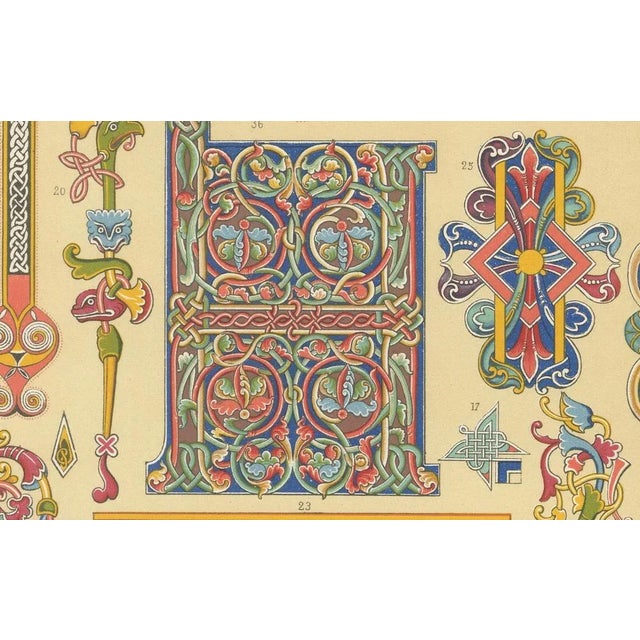 Celtic Illuminated Ornament – Decorative Motifs from Early Manuscripts, c.1869 This richly colored plate, numbered XXXIX...