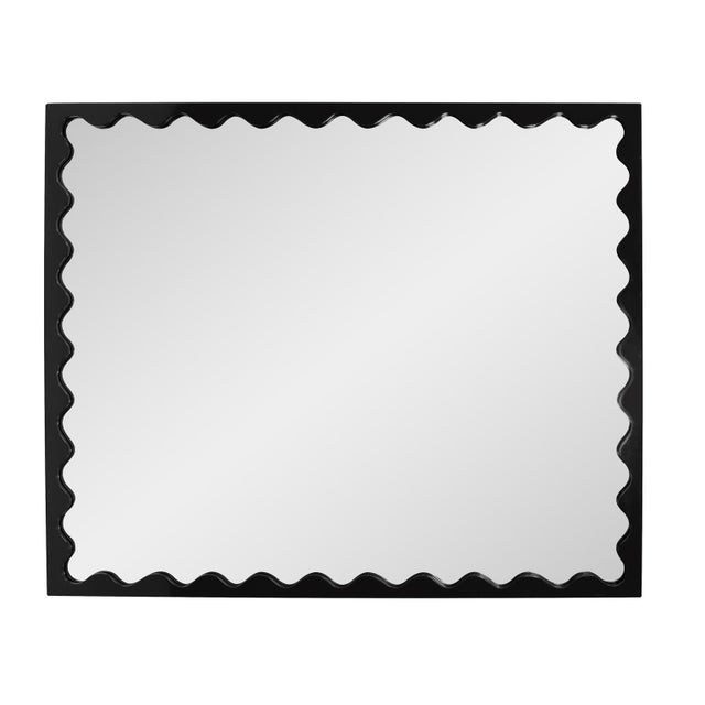 Kenneth Ludwig Chicago Scalloped Black Rectangle Mirror For Sale - Image 4 of 7