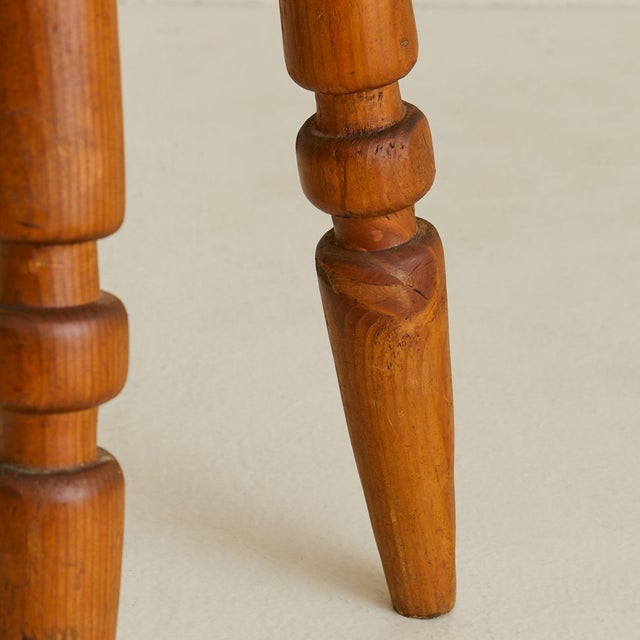 French Hand-Carved Wooden Tripod Stool, 1950s For Sale - Image 15 of 18