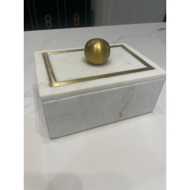 Hollywood Regency Transitional Modern Marble Trinket Box For Sale - Image 3 of 8