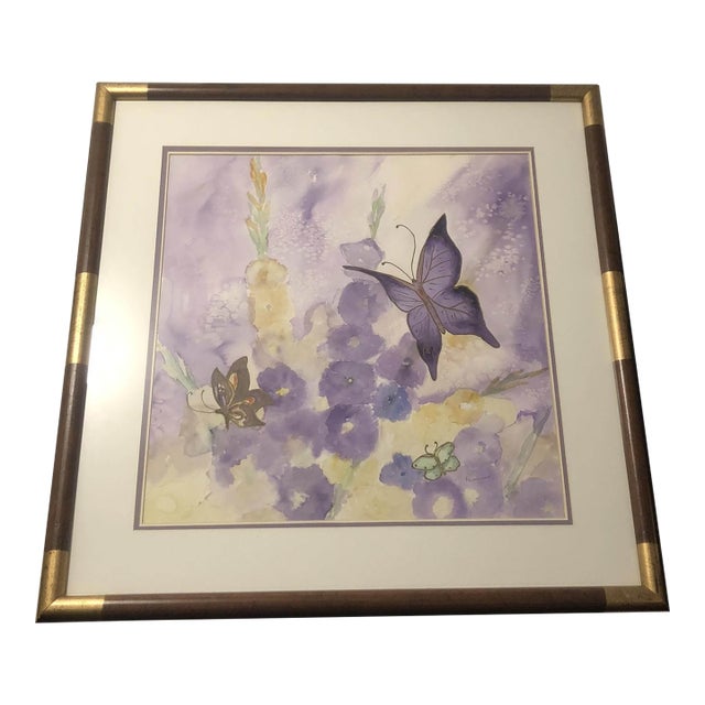 1980s Large Framed Original Watercolor Painting "Papillion" by Eleanor Eastwood For Sale