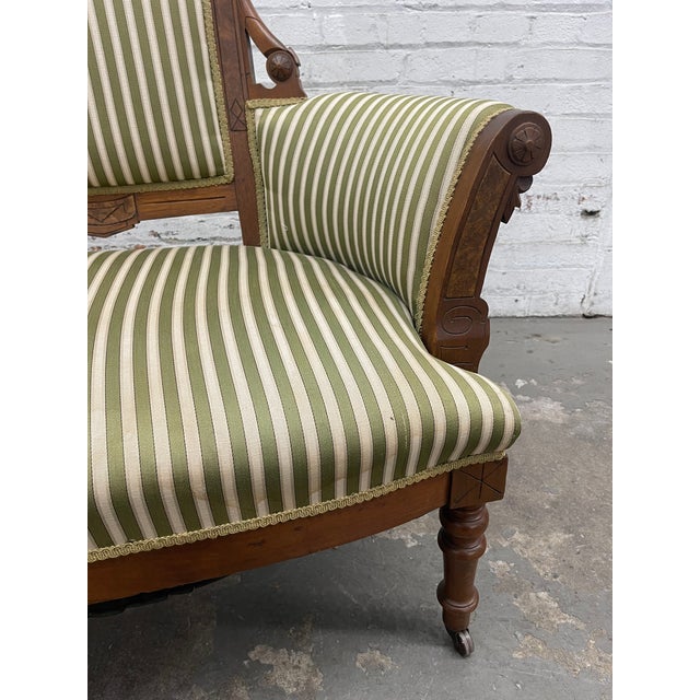 Wood Vintage Eastlake Victorian Era Parlor Settee For Sale - Image 7 of 11